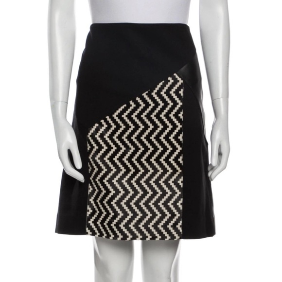 NWT Per se 100% Calf Hair| 100% Leather Knee- Length Skirt Sz 12 - Picture 1 of 4